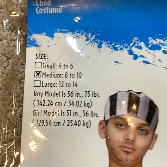 CHILD Prisoner Costume Size M (8-10) - Picture 3 of 4